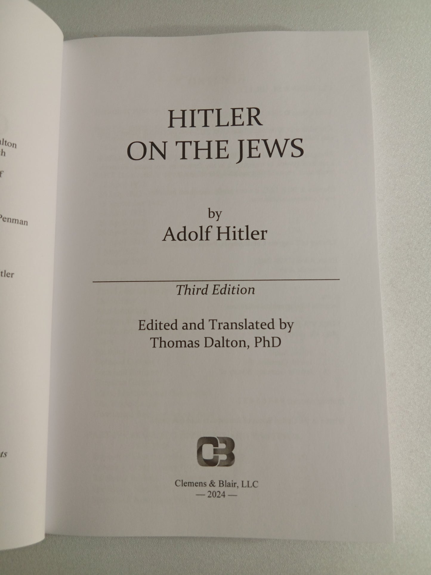 Hitler on the Jews by Thomas Dalton PB