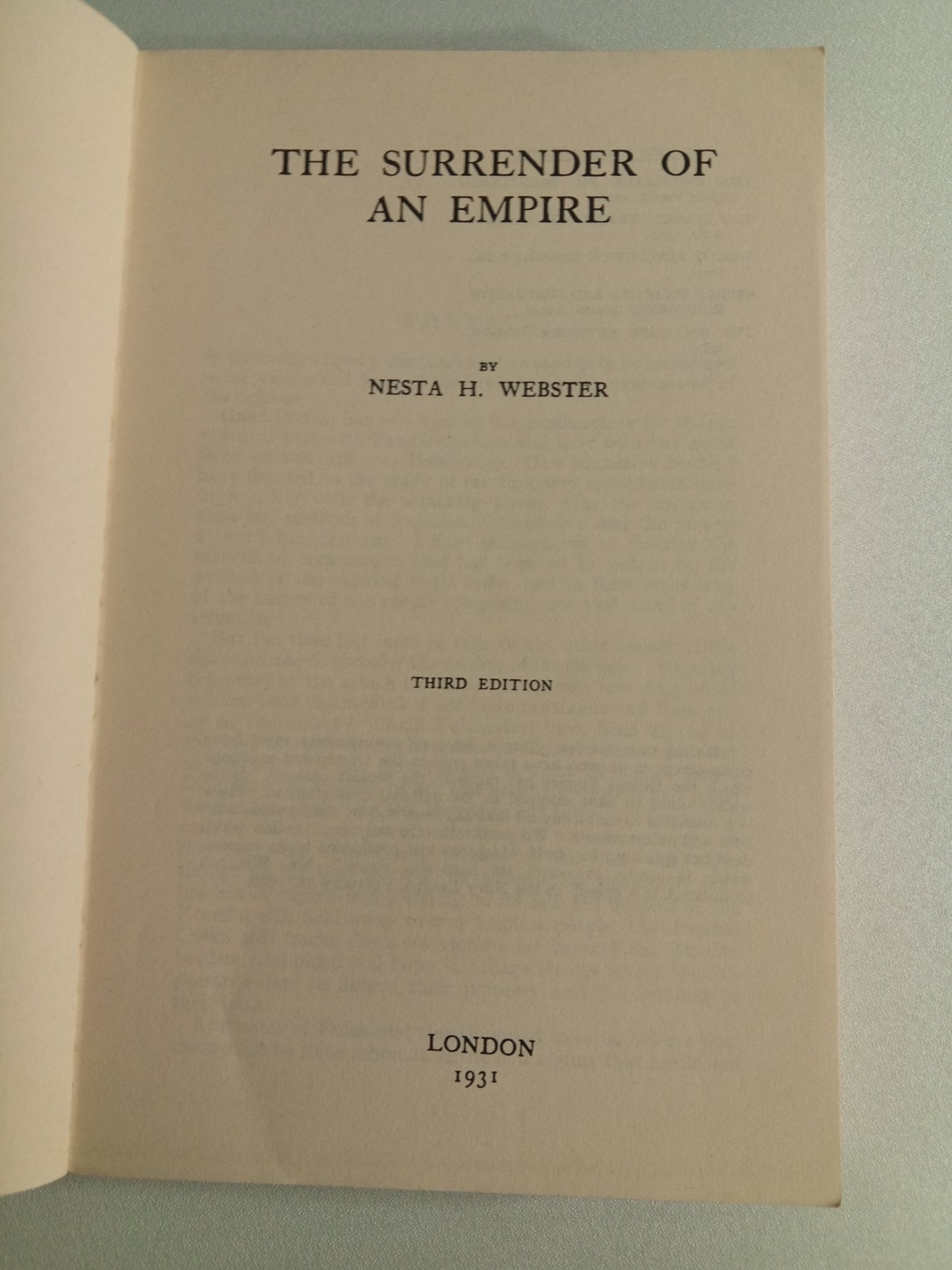 Surrender of an Empire by Nester Webster