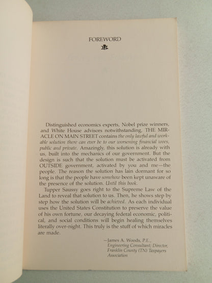 Miracle on Main Street: Saving Yourself and America from Financial Ruin by Tupper Saussy