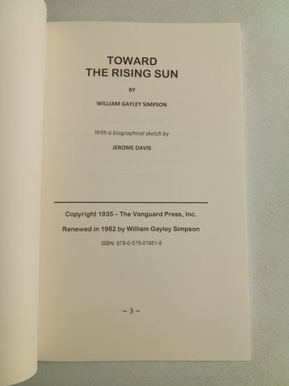 Toward the Rising Sun by William Simpson PB