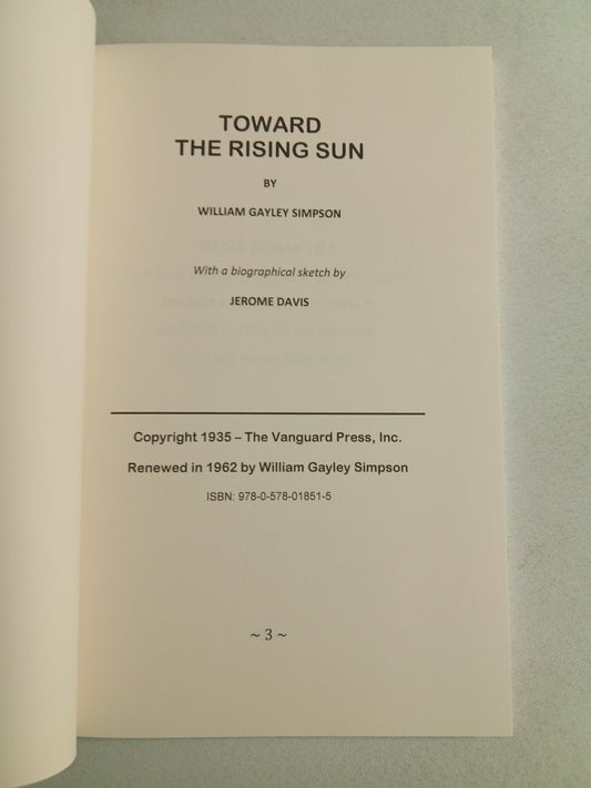 Toward the Rising Sun by William Simpson PB