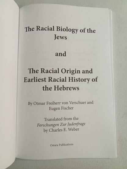 Racial Biology of the Jews by Otmar von Verschuer PB