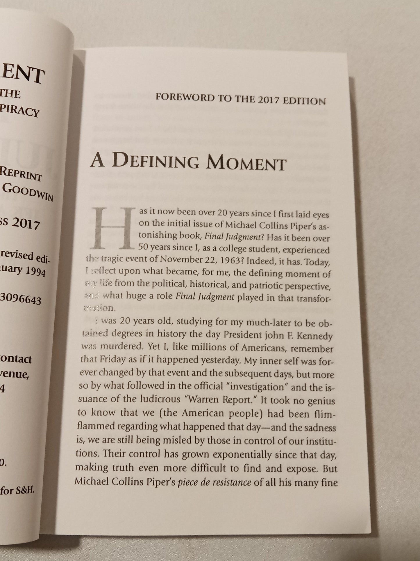Final Judgment, Volume 2: The Missing Link in the JFK Assassination Conspiracy by Michael Piper PB