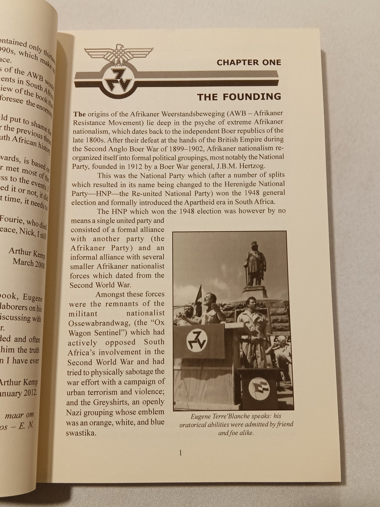 Victory or Violence: The Story of the AWB of South Africa by Arthur Kemp PB