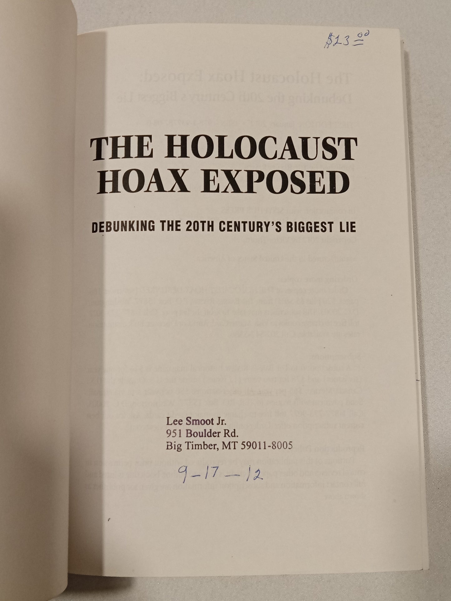 'Holocaust Hoax Exposed: Debunking the 20th Century's Biggest Lie by Victor Thorn