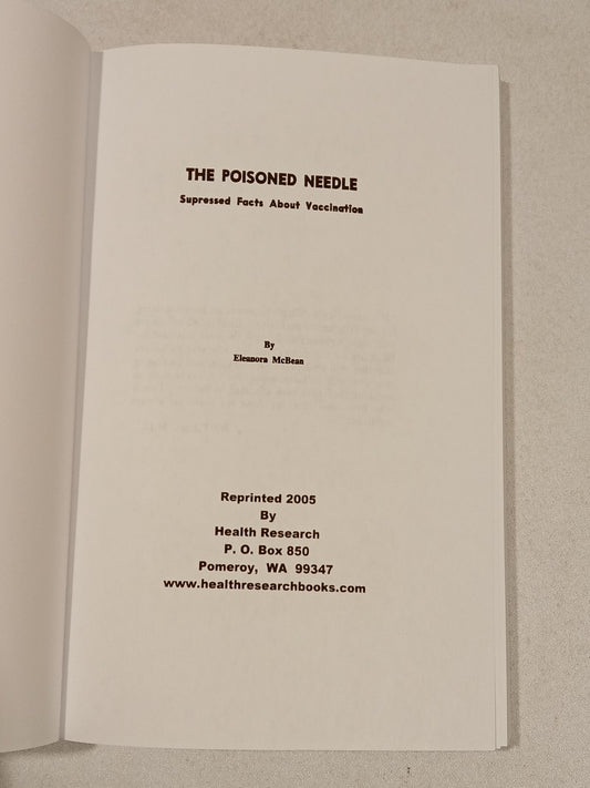 'Poisoned Needle: Suppressed Facts About Vaccination by Eleanor McBean
