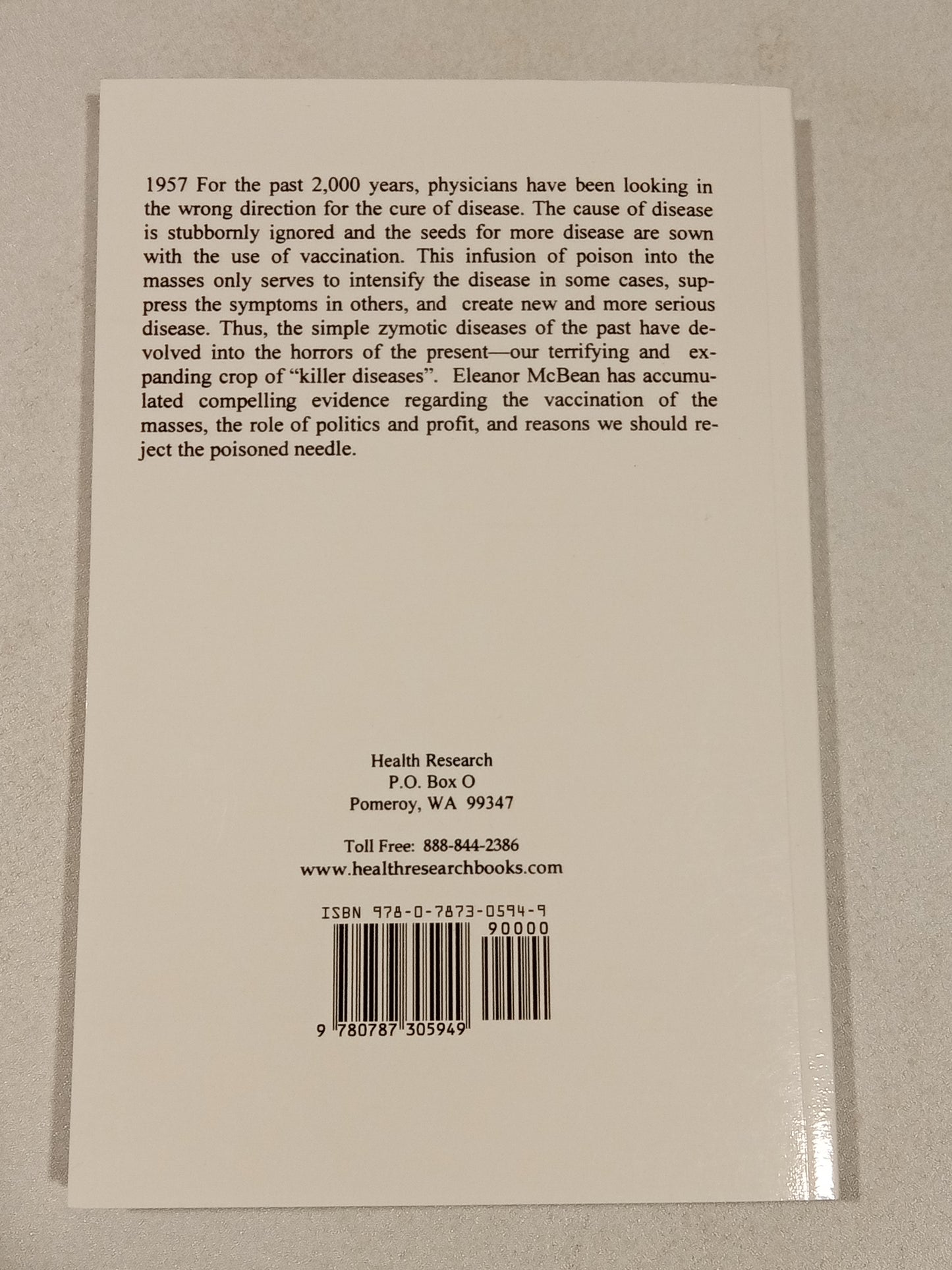 'Poisoned Needle: Suppressed Facts About Vaccination by Eleanor McBean