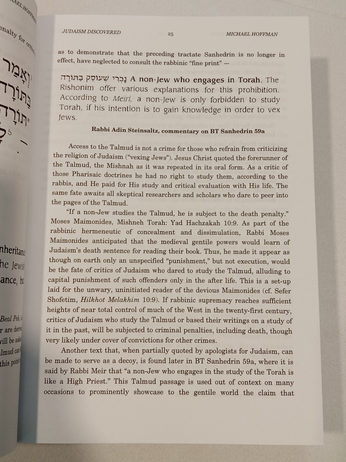 'Judaism Discovered: Religion of Racism and Deceit by Michael Hoffman PB