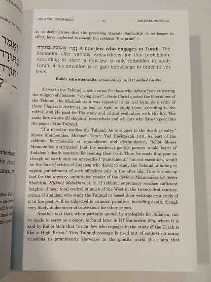 'Judaism Discovered: A Study of the Anti-Biblical Religion of Racism, Self-Worship, Superstition, and Deceit by Michael Hoffman PB