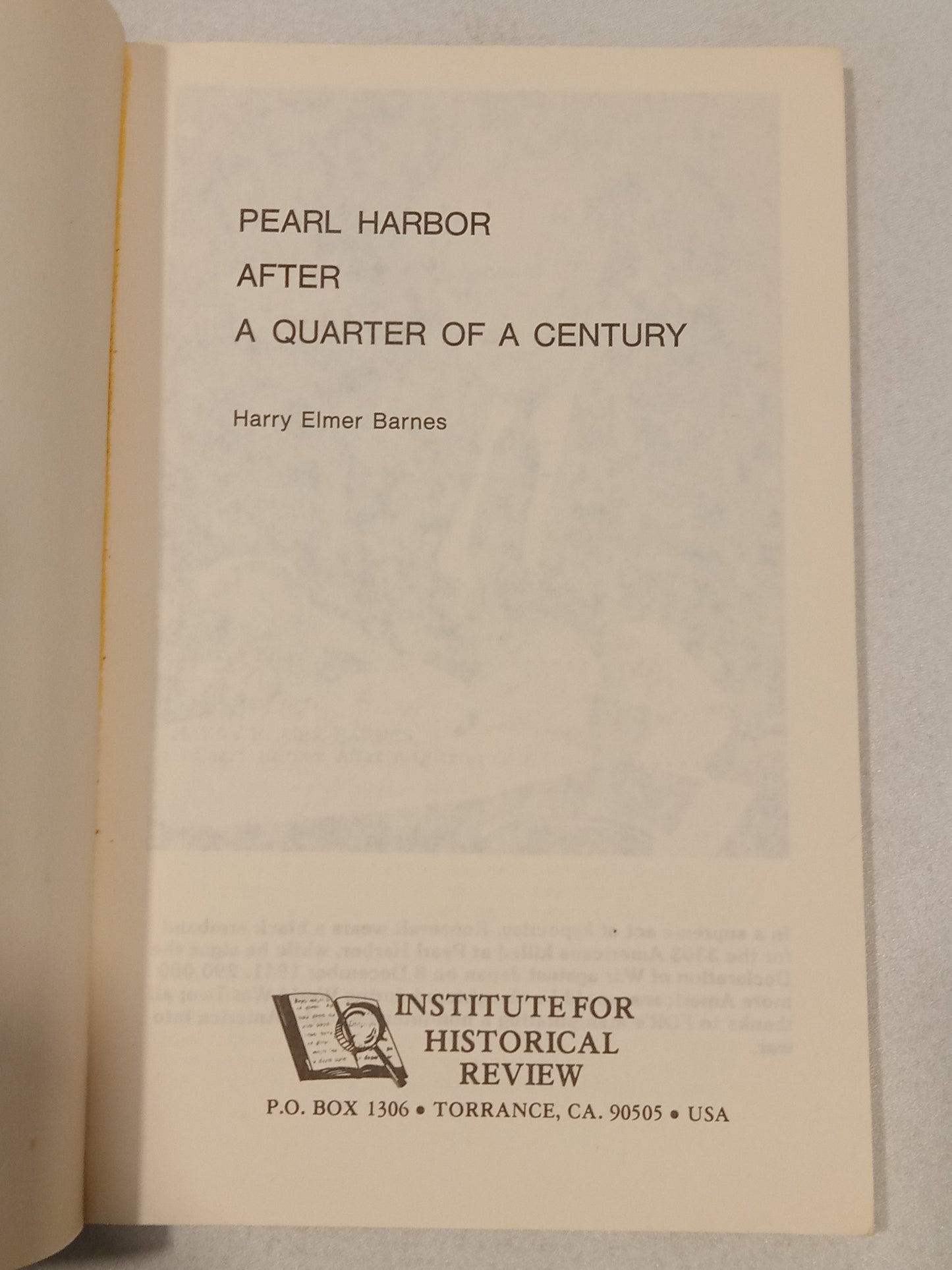 Pearl Harbor: After a Quarter of a Century by Harry Barnes PB