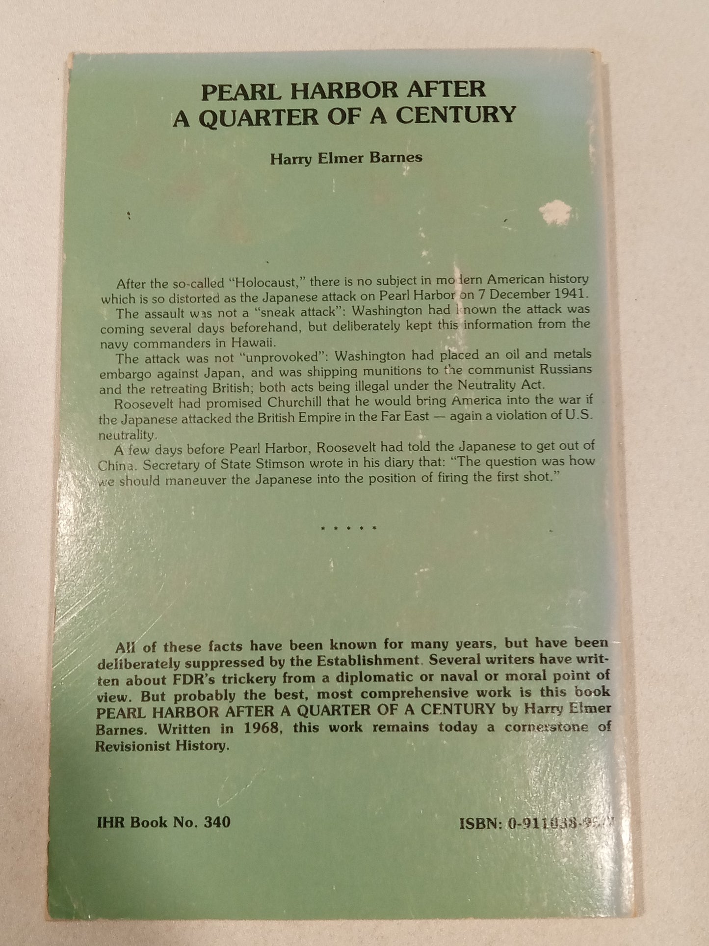 Pearl Harbor: After a Quarter of a Century by Harry Barnes PB
