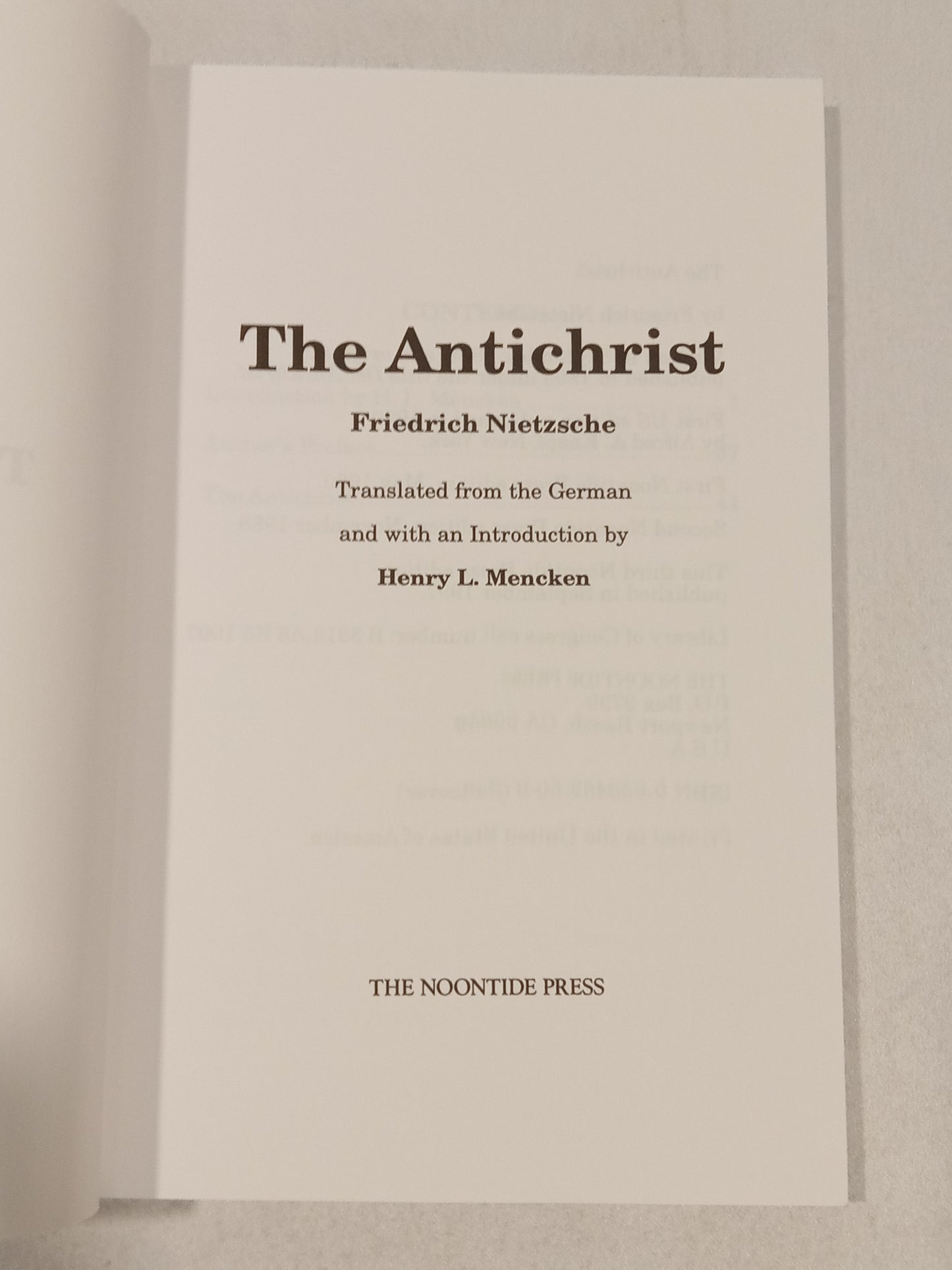 Antichrist by Friedrich Nietzsche PB