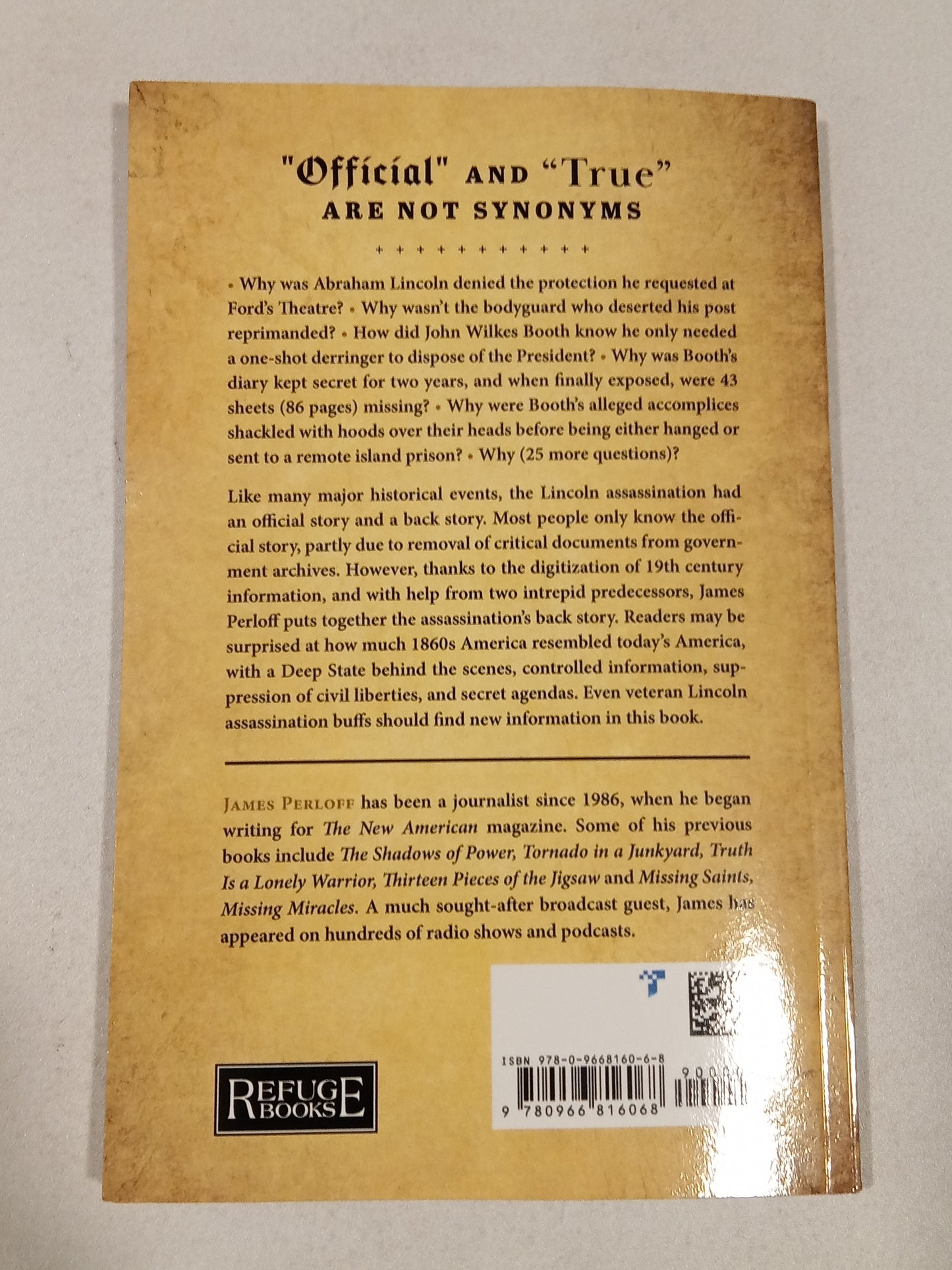 Exploding the Official Myths of the Lincoln Assassination by James Perloff PB