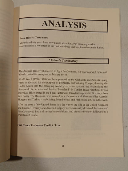Hitler's Suicide Note: An Analysis of the Final Testament of Adolf Hitler by Michael King PB