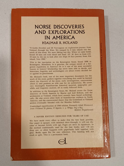 Norse Discoveries and Explorations in America: 982 to 1362 by Hjalmar Holand PB