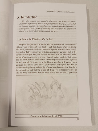 Resistance is Obligatory!: Why Freedom of Speech Matters by Germar Rudolf PB