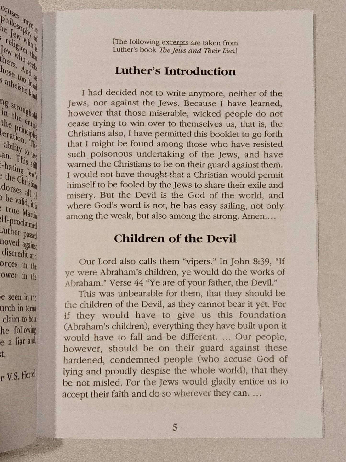 Martin Luther: Quotes Concerning the Jews by V. Herrell SB