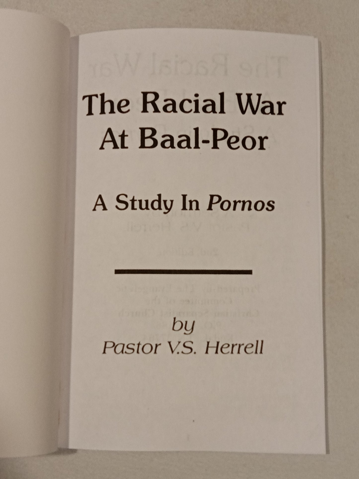Racial War at Baal-Peor: A Study in Pornos by V. Herrell PB