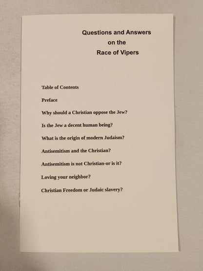Questions and Answers on the Race of Vipers by V. Herrell SB