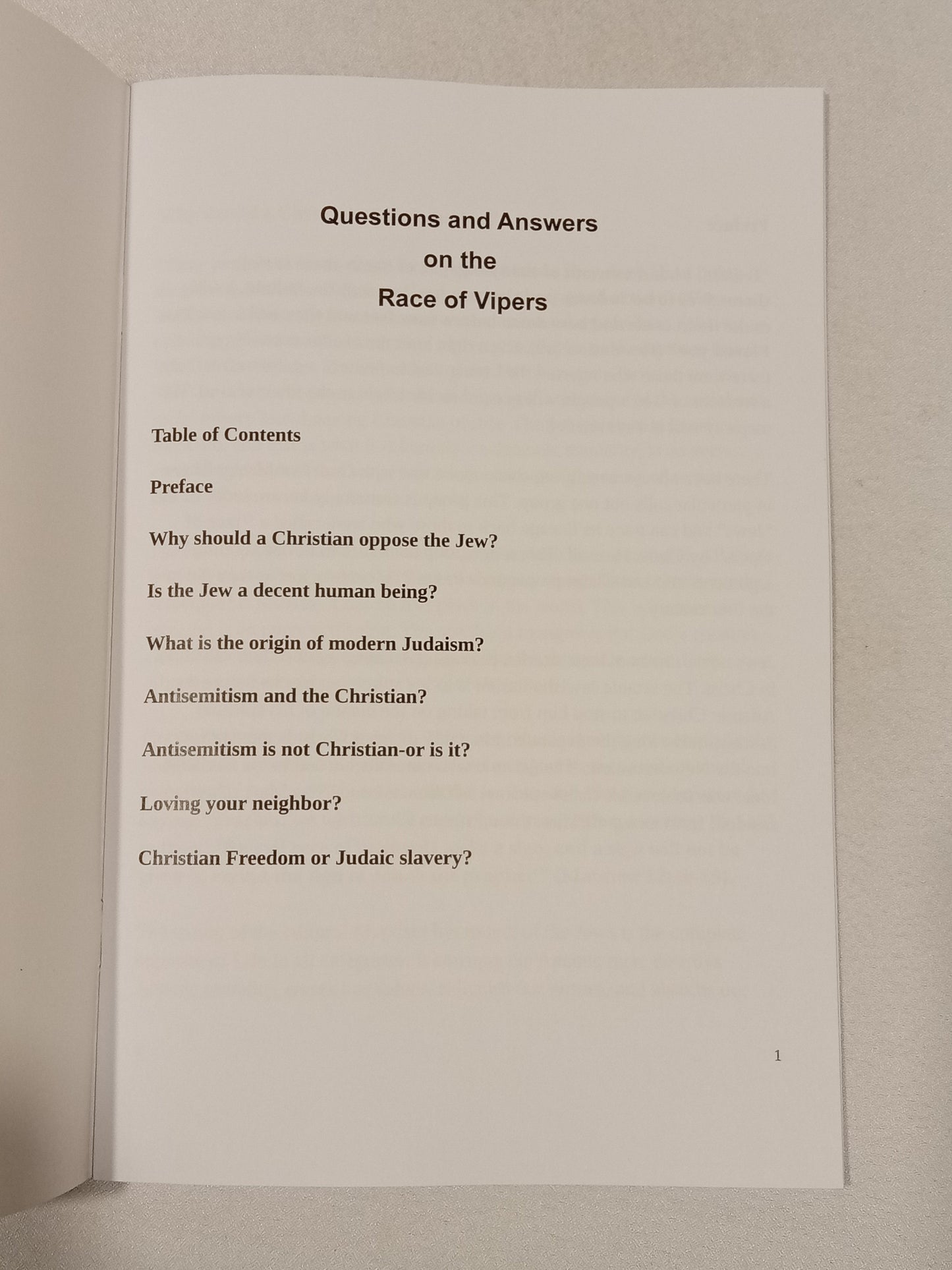 Questions and Answers on the Race of Vipers by V. Herrell SB