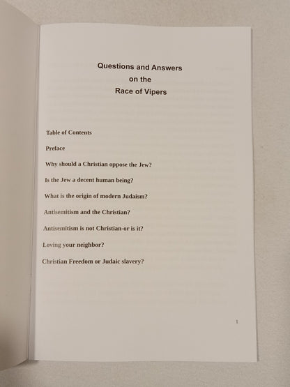 Questions and Answers on the Race of Vipers by V. Herrell SB