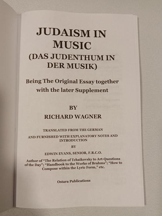 Judaism in Music by Richard Wagner PB