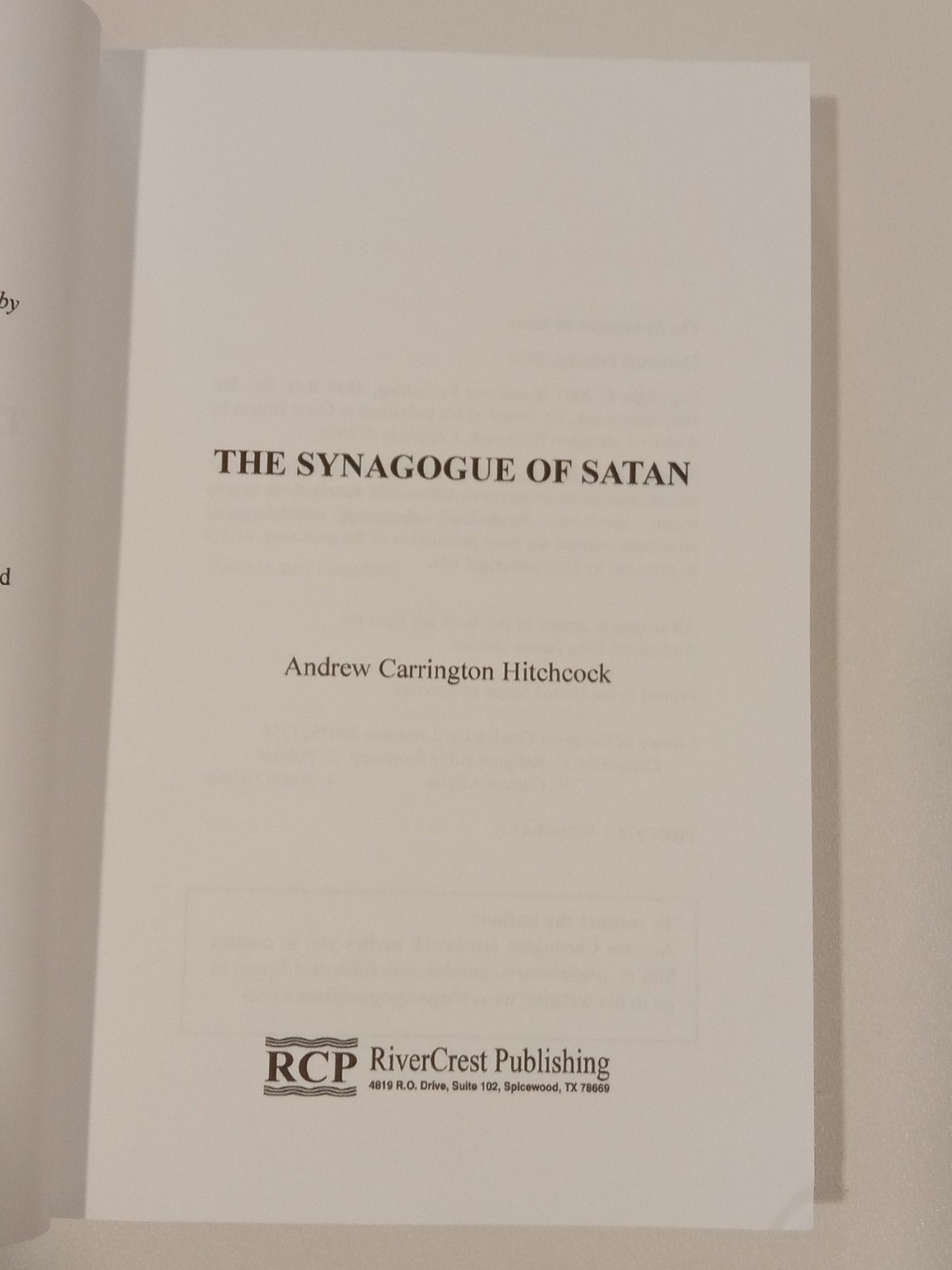 Synagogue of Satan: The Secret History of Jewish World Domination by Andrew Hitchcock PB