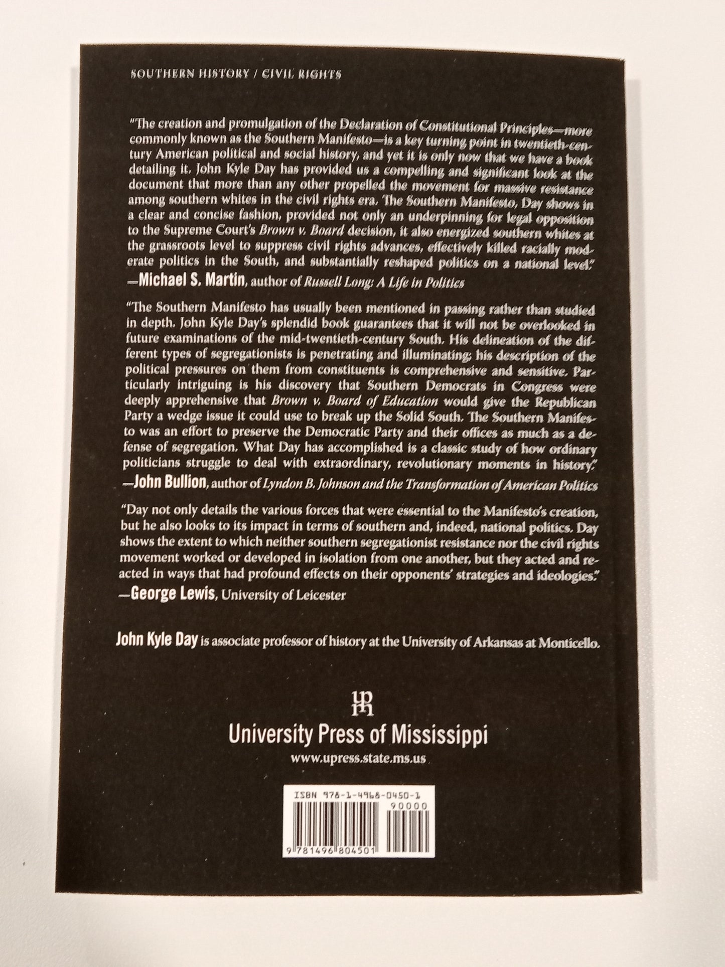 Southern Manifesto: The Fight to Preserve Segregation by John Day PB