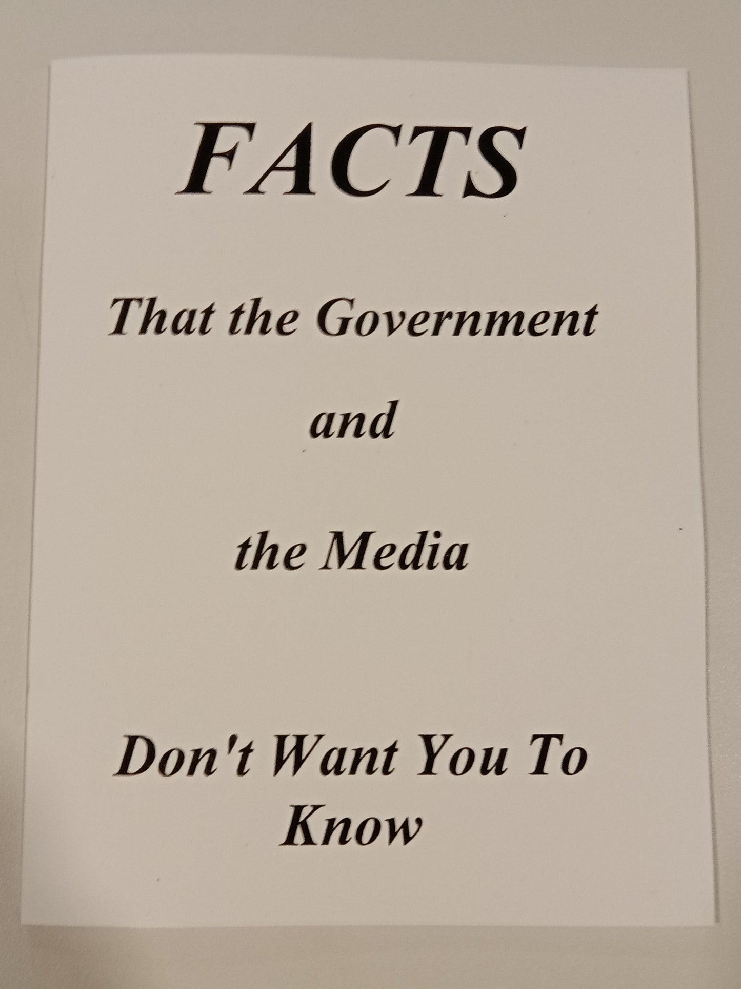 Facts That the Government and Media Don't Want You to Know by Matthew Hale PB
