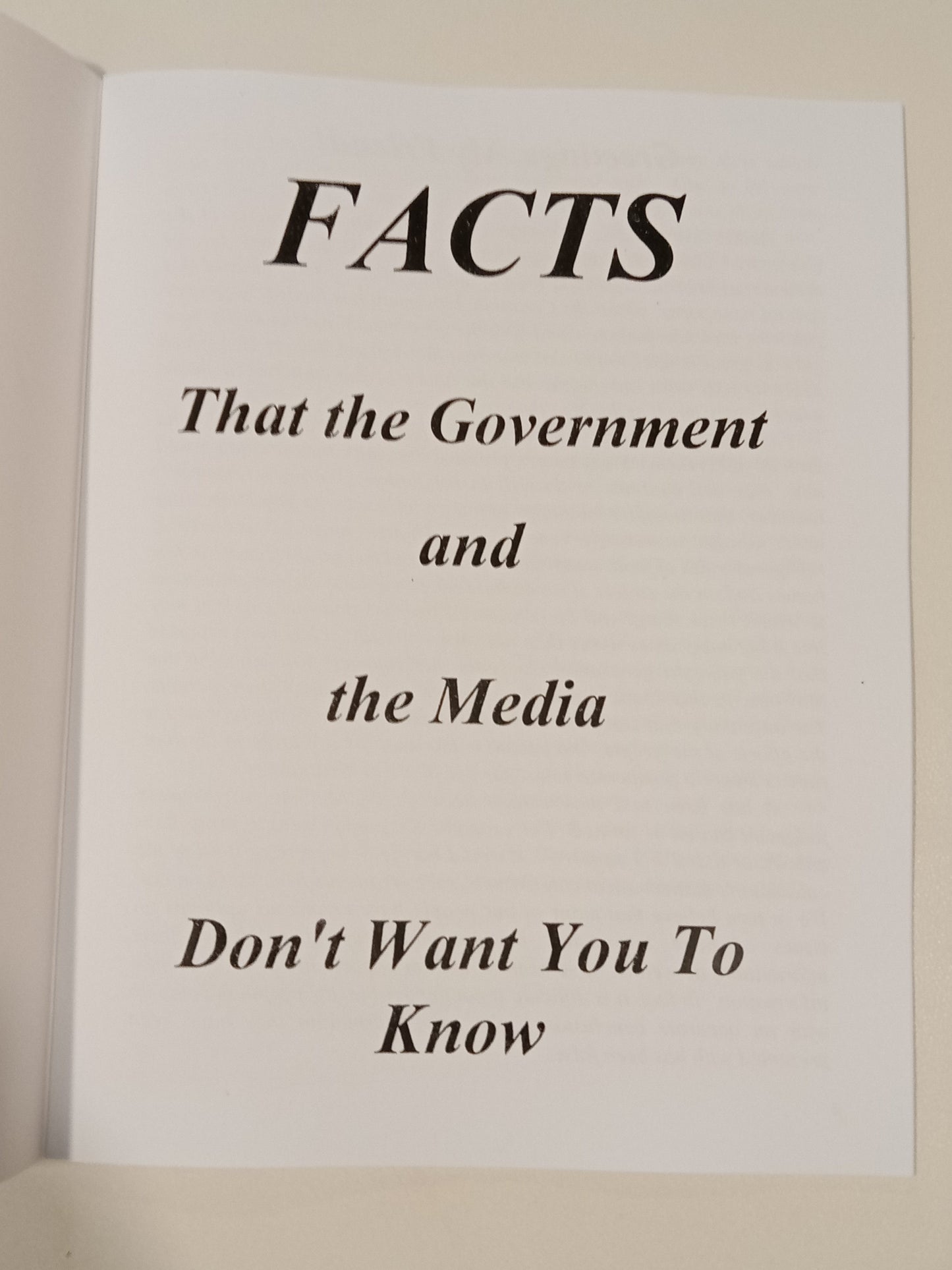 Facts That the Government and Media Don't Want You to Know by Matthew Hale PB