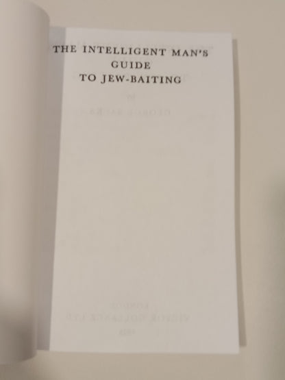Intelligent Man's Guide to Jew-Baiting by George Sacks PB