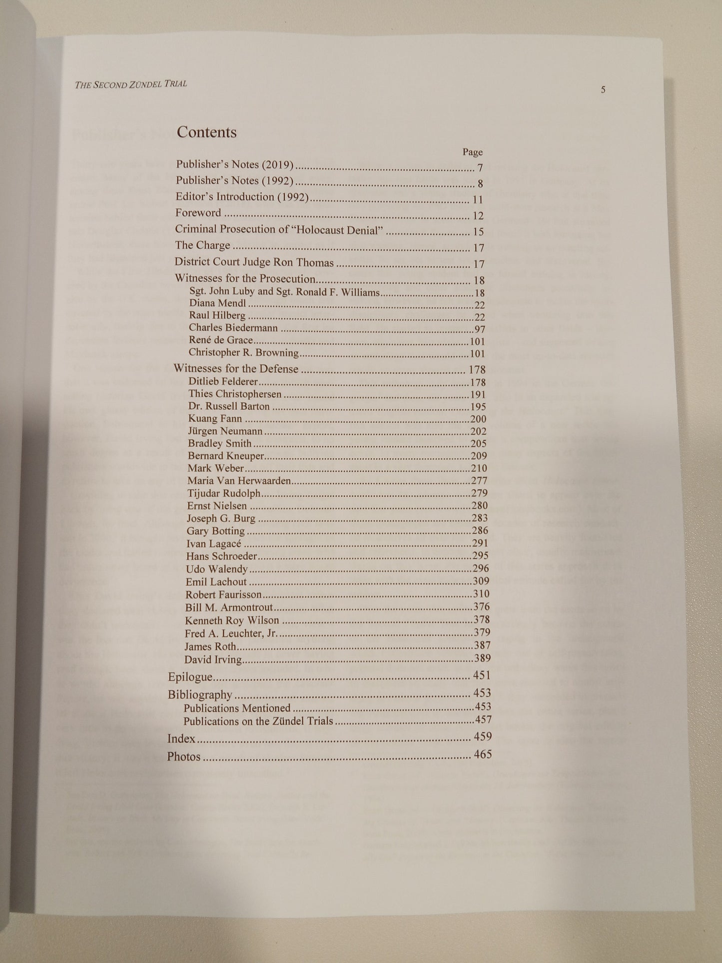 Second Zundel Trial: Excerpts from the Transcript by Barbara Kulaszka PB
