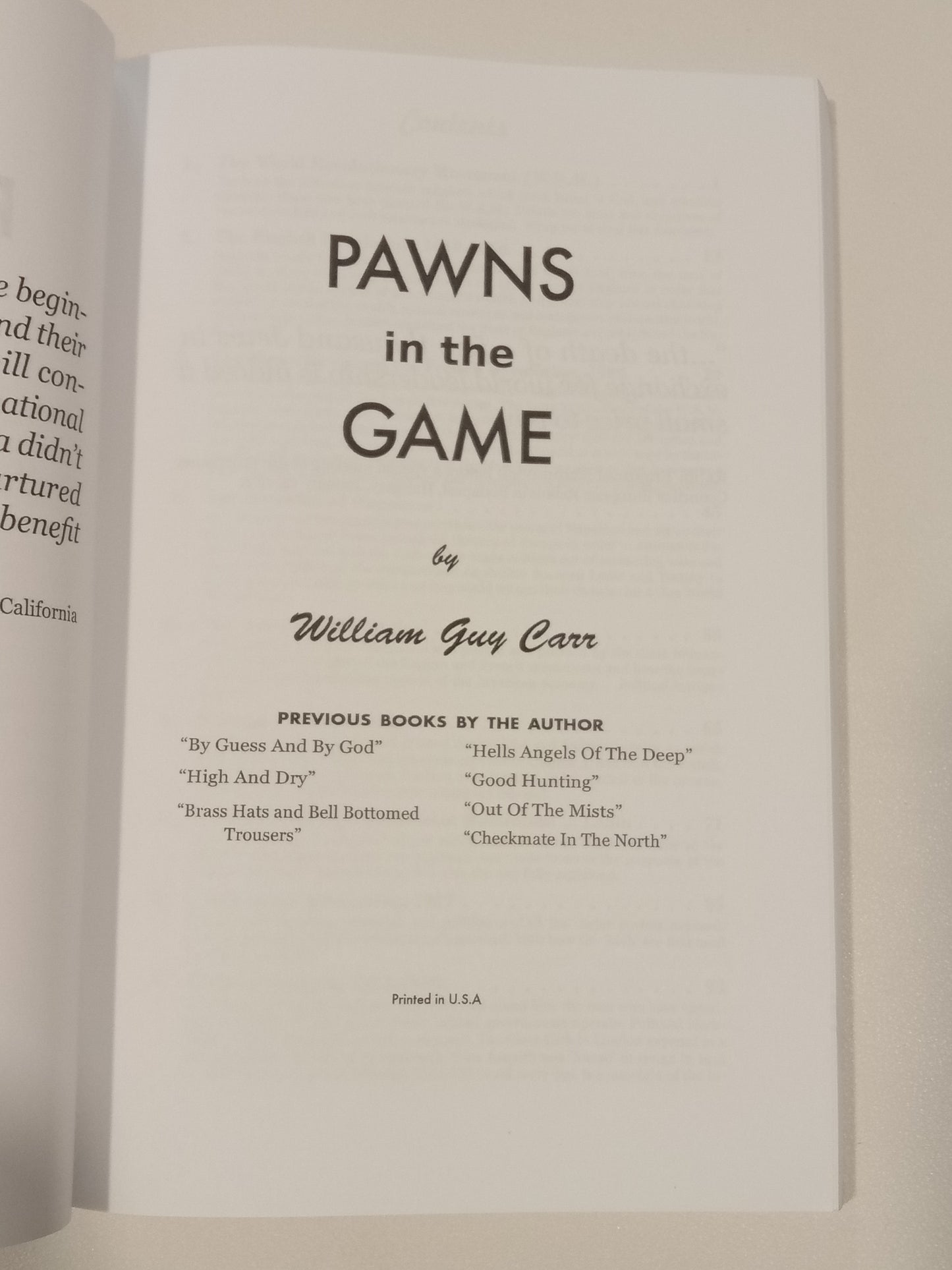 Pawns in the Game by William Carr PB