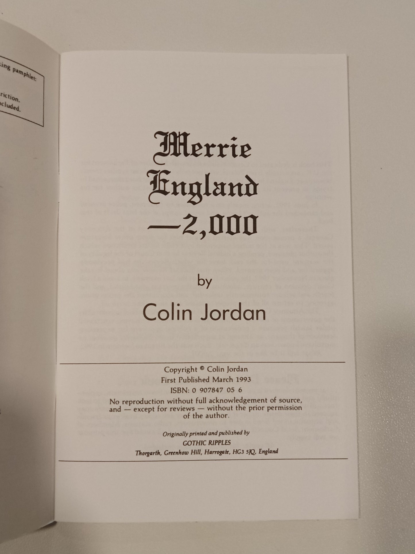 Merrie England: 2000 by Colin Jordan SB