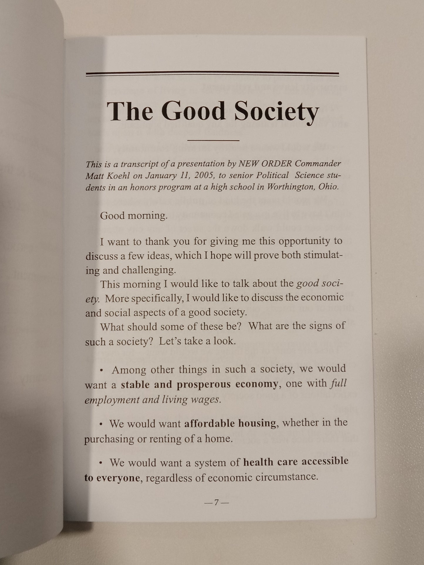 Good Society by Matthew Koehl SB