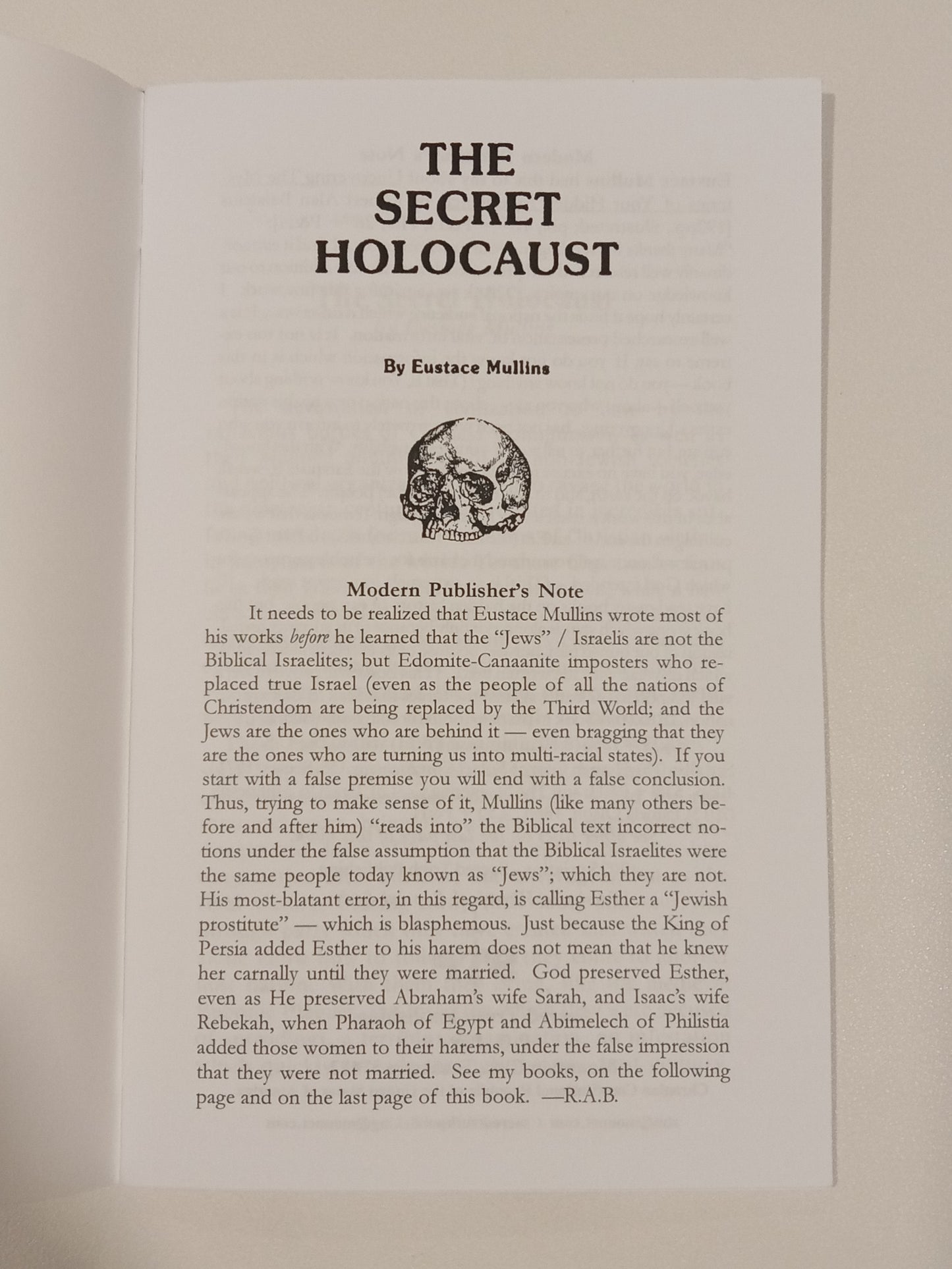 Secret Holocaust by Eustace Mullins SB