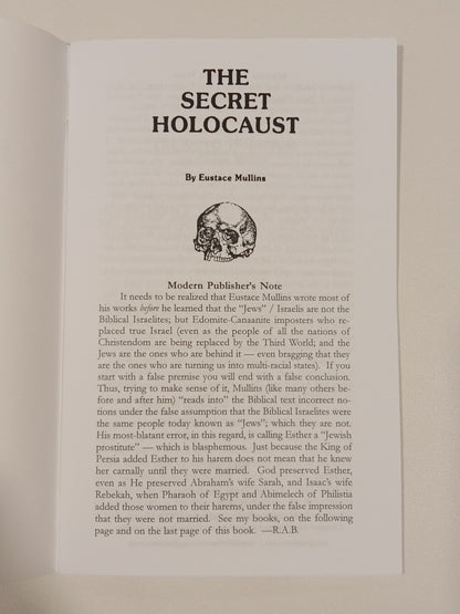 Secret Holocaust by Eustace Mullins SB