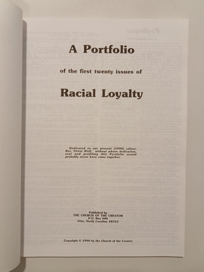 Racial Loyalty: Portfolio One by Ben Klassen PB
