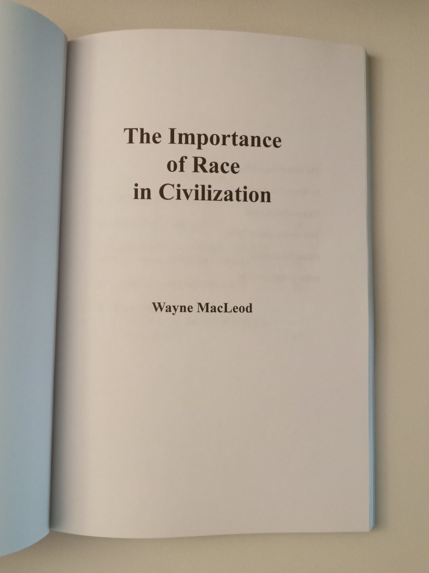 Importance of Race in Civilization by Wayne MacLeod PB