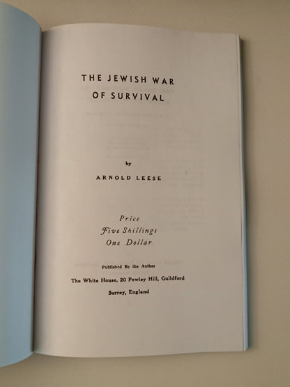Jewish War of Survival by Arnold Leese PB