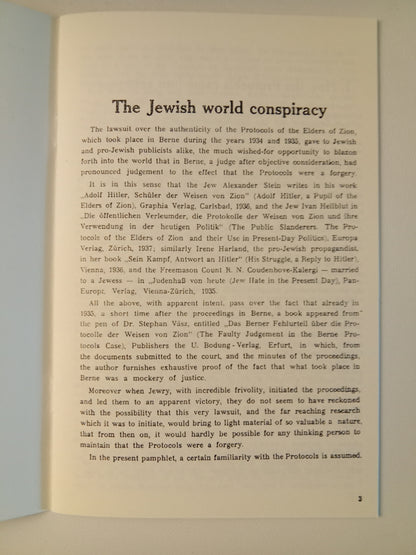 Jewish World Conspiracy: The Protocols Before the Court by Karl Bergmeister SB