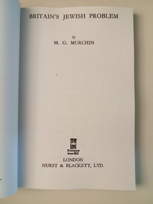 Britain's Jewish Problem by M. Murchin PB