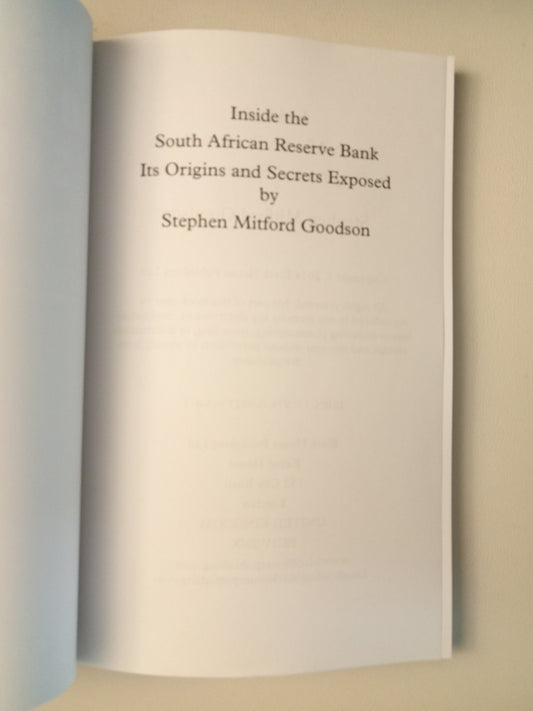 Inside the South African Reserve Bank by Stephen Goodson PB