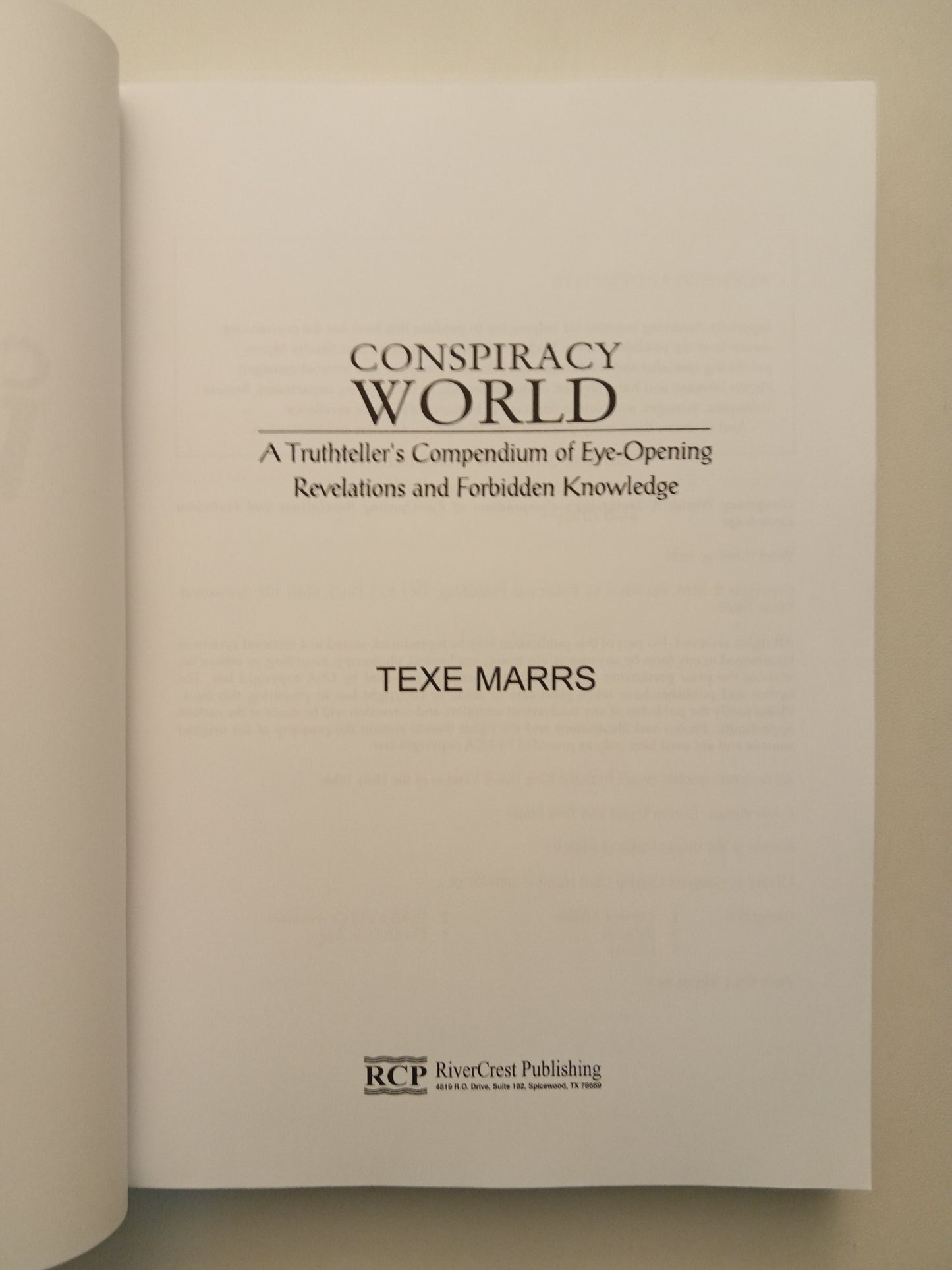 Conspiracy World: A Truthteller's Forbidden Knowledge by Texe Marrs PB
