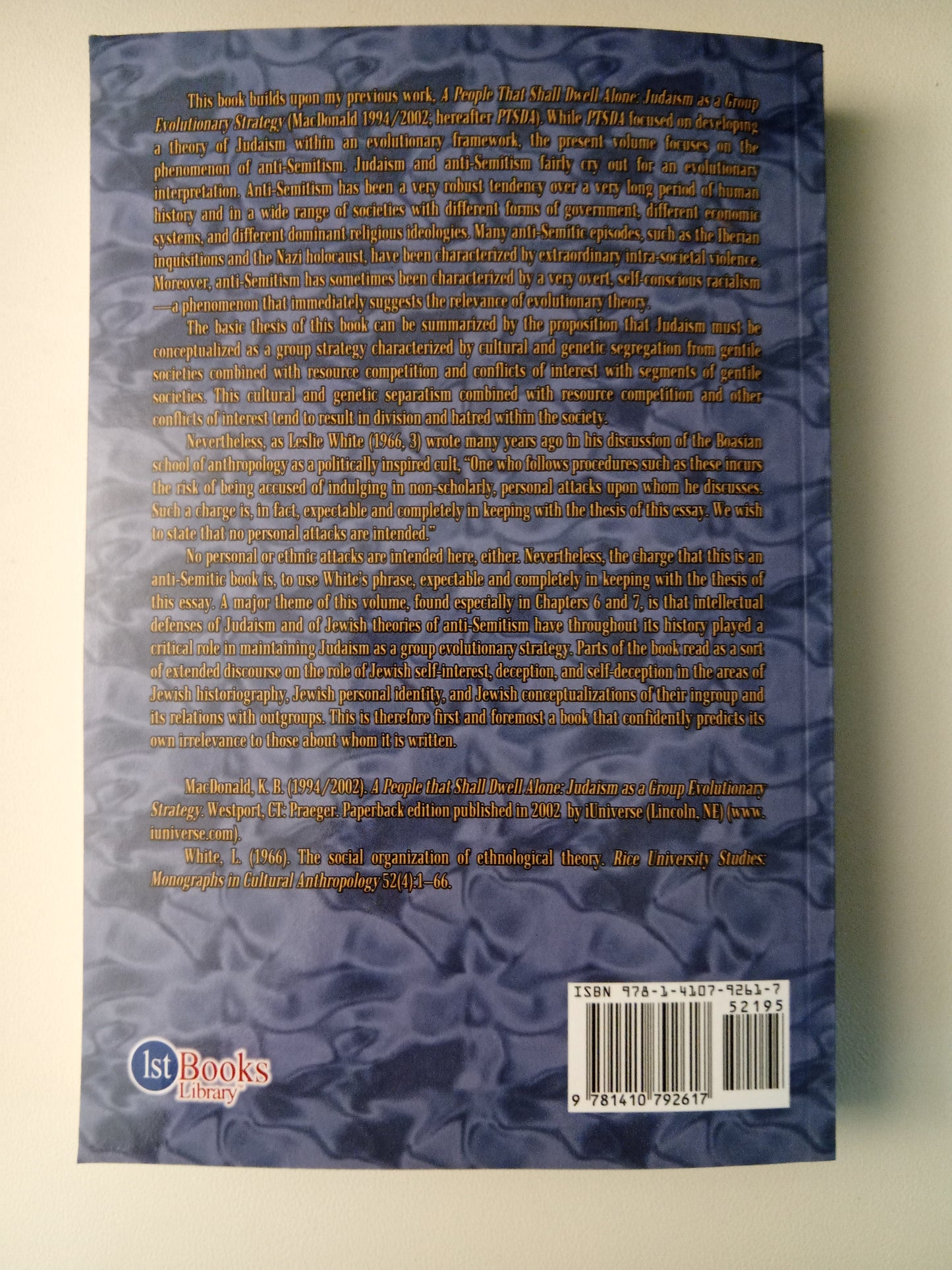 Separation and Its Discontents: Toward an Evolutionary Theory of Anti-Semitism by Kevin MacDonald PB