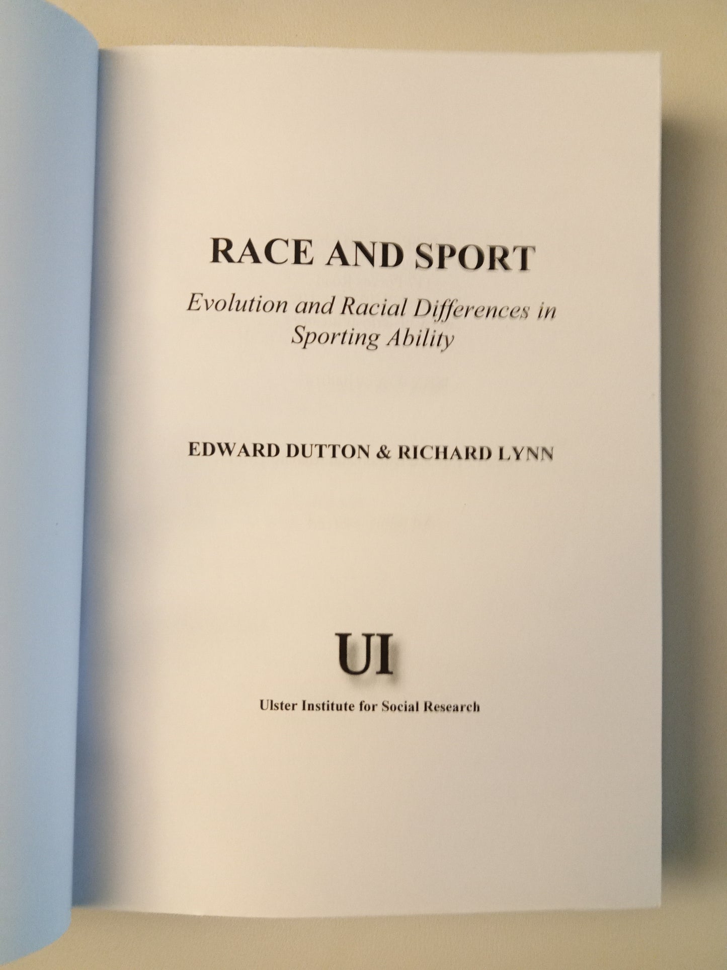 Race and Sport: Racial Differences in Sporting Ability by Richard Lynn PB