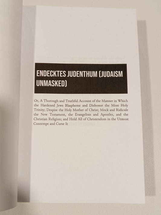 'Judaism Unmasked, Volume 1 by Johann Eisenmenger PB