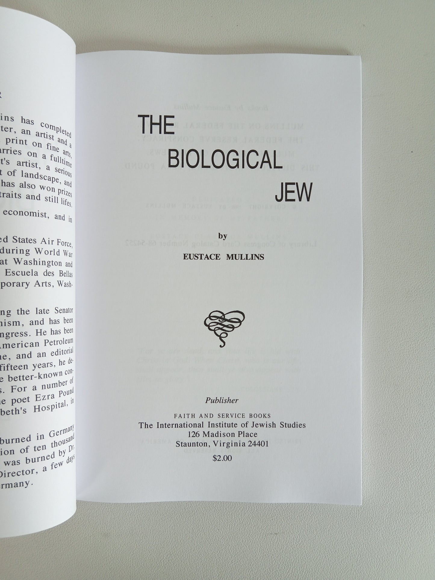 Biological Jew by Eustace Mullins PB