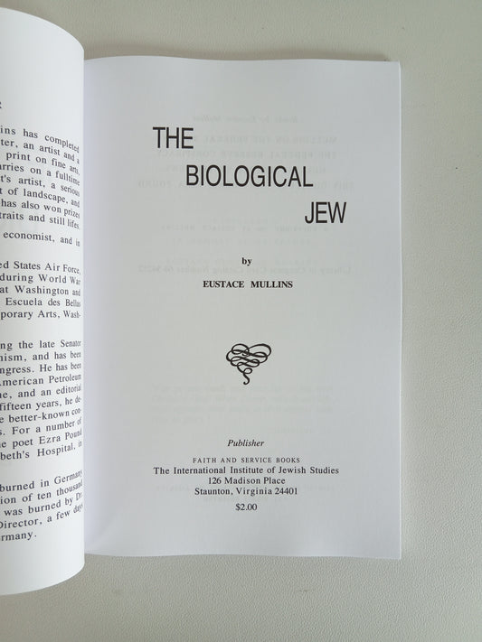 'Biological Jew by Eustace Mullins PB