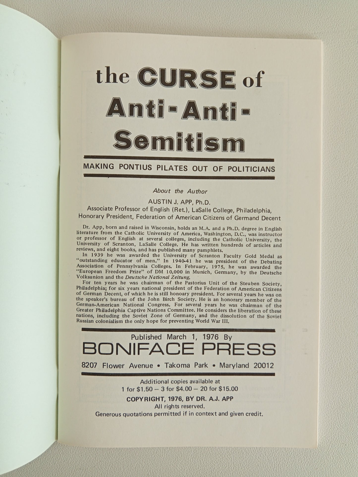 Curse of Anti-Anti-Semitism by Austin App SB